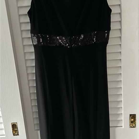NWT CHAPS LITTLE BLACK DRESS WITH RHINESTONE WAIST SIZE L. Great for holidays! - Picture 9 of 10
